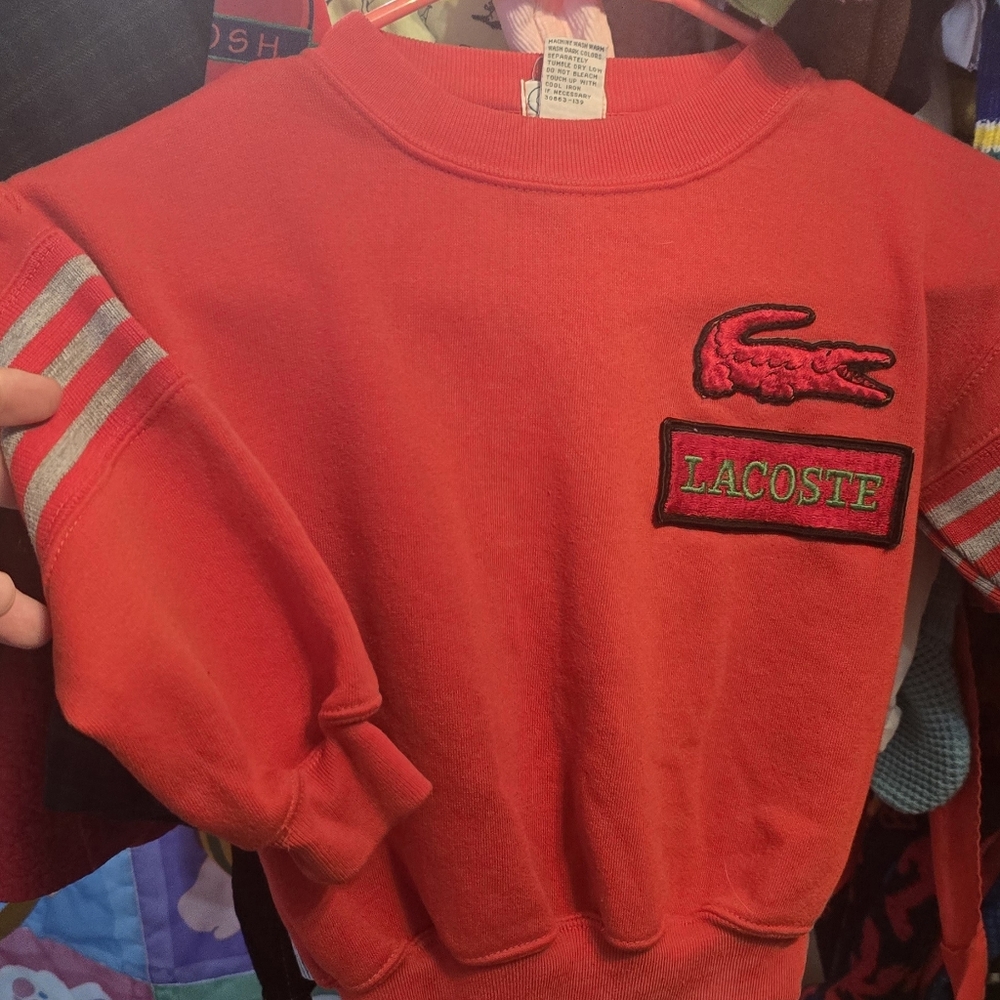 Vintage Lacoste Bright Red Crewneck with Crocodile Patch